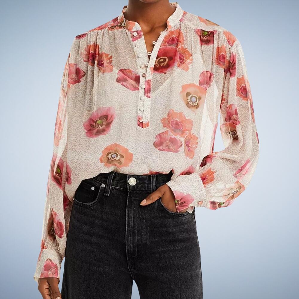 Rag & Bone Carla Chiffon Silk Blend Floral Blouse XXS